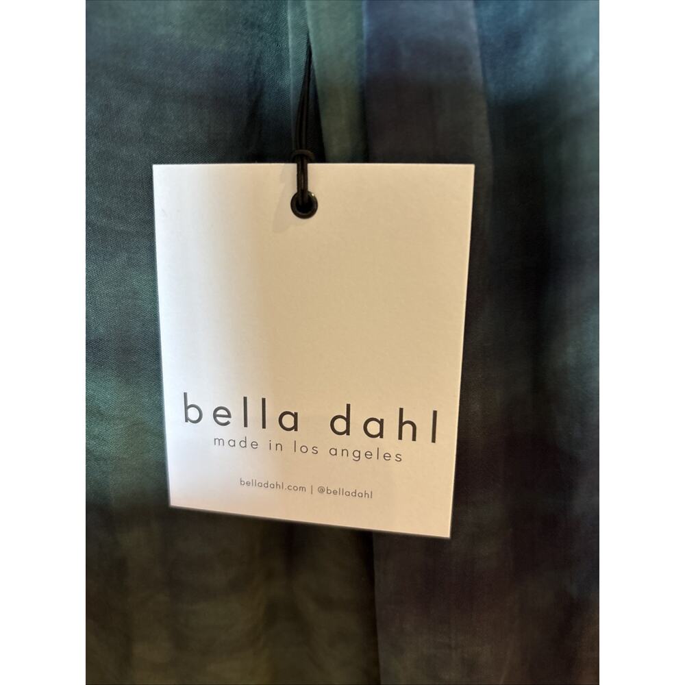 Bella Dahl Shirred neck Top Abstract Ikat Tie-Dye Top Size XS blue green New tag - Picture 3 of 7